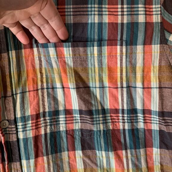 Woolrich mens xxl plaid button down shirt orange gorp grampa blue cool woolen mi - Picture 4 of 9